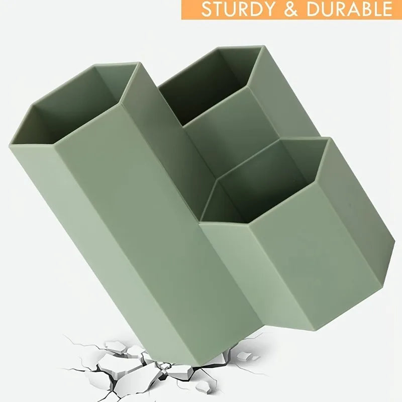 1pc Desk Dresser Organizer, Desk Pen Organizer, Pen Holder Pen Organizer, Pen Holder 4 Compartments, Clear Pencil Organizer Cup