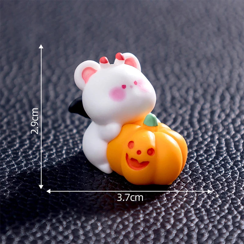 3D Horror Halloween Decoration Miniature Raven Tombstone Ghost Skeleton Skull Micro Resin Figurine Ornaments Hallowma Prop