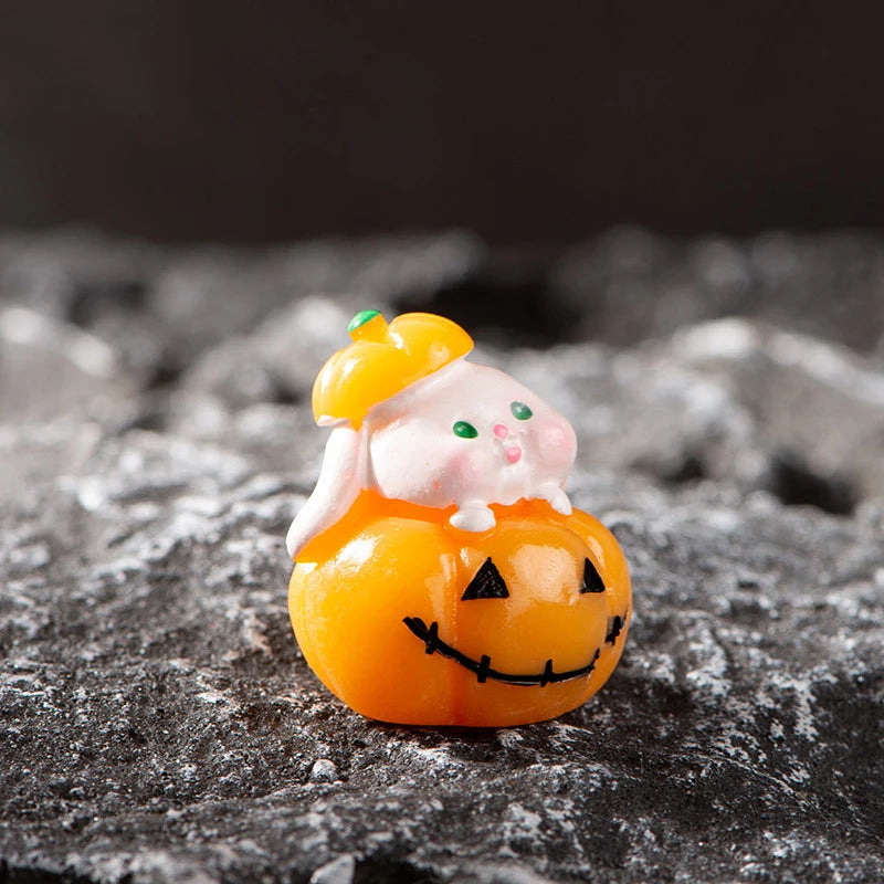 3D Horror Halloween Decoration Miniature Raven Tombstone Ghost Skeleton Skull Micro Resin Figurine Ornaments Hallowma Prop