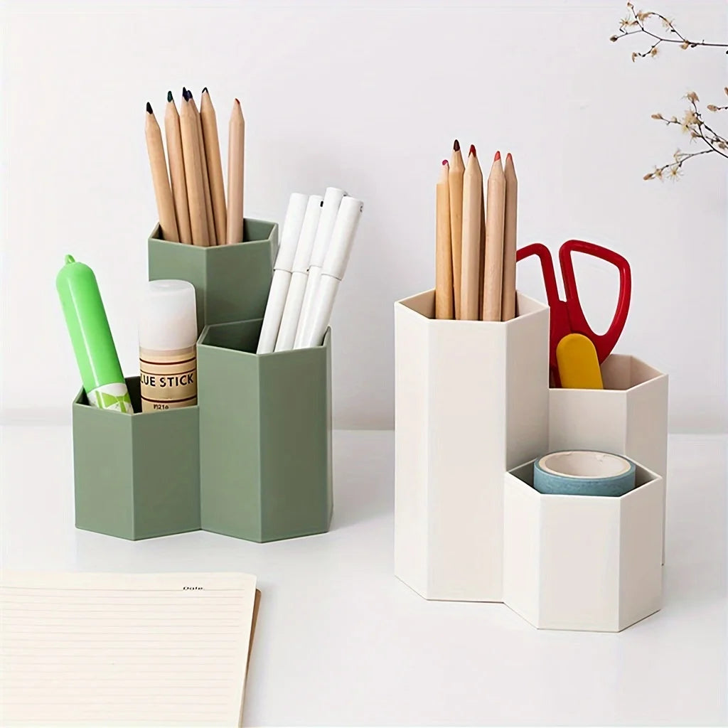 1pc Desk Dresser Organizer, Desk Pen Organizer, Pen Holder Pen Organizer, Pen Holder 4 Compartments, Clear Pencil Organizer Cup