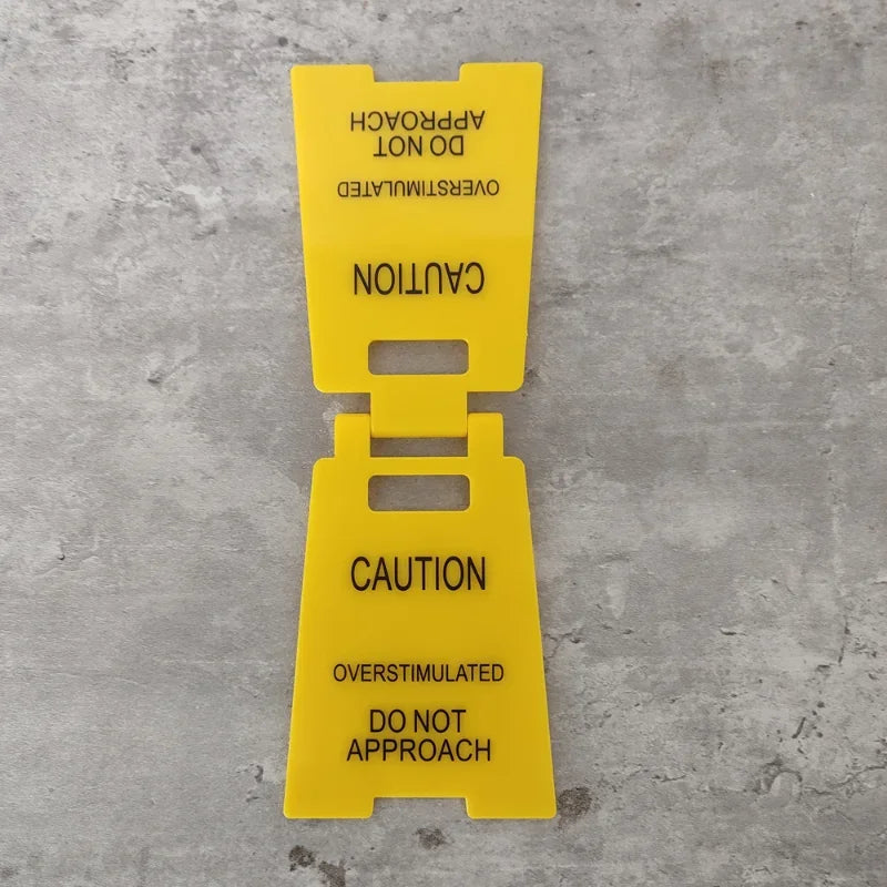 3D Printed Caution Overstimulated Desk Sign Do Not Approach Table Sign Office Desk Sign Mini Warning Caution Sign for Desk Decor