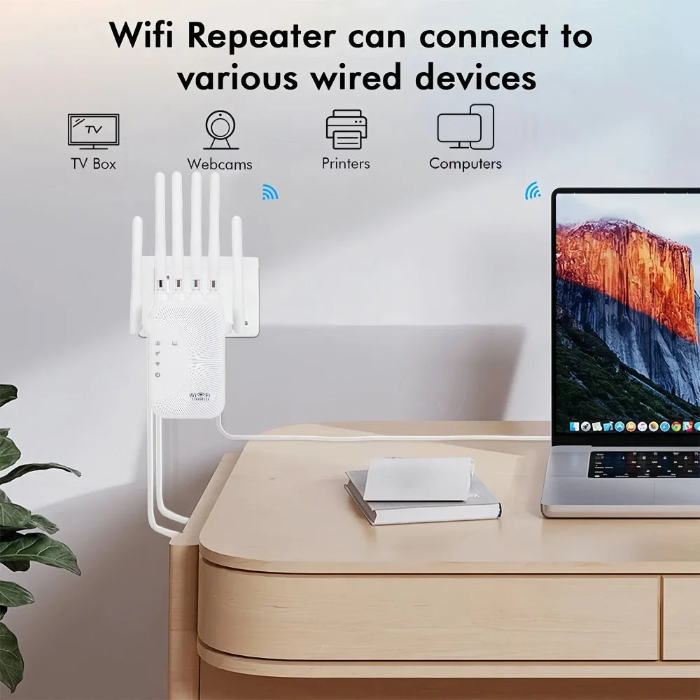1200Mbps Dual Band WiFi Repeater Wireless Signal Extender 2.4G 5GHz Wi-Fi Amplifier Router Long Range Signal Booster For Home