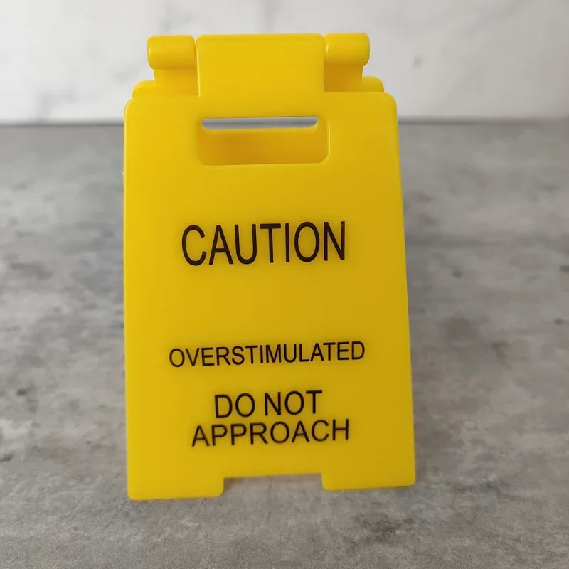 3D Printed Caution Overstimulated Desk Sign Do Not Approach Table Sign Office Desk Sign Mini Warning Caution Sign for Desk Decor