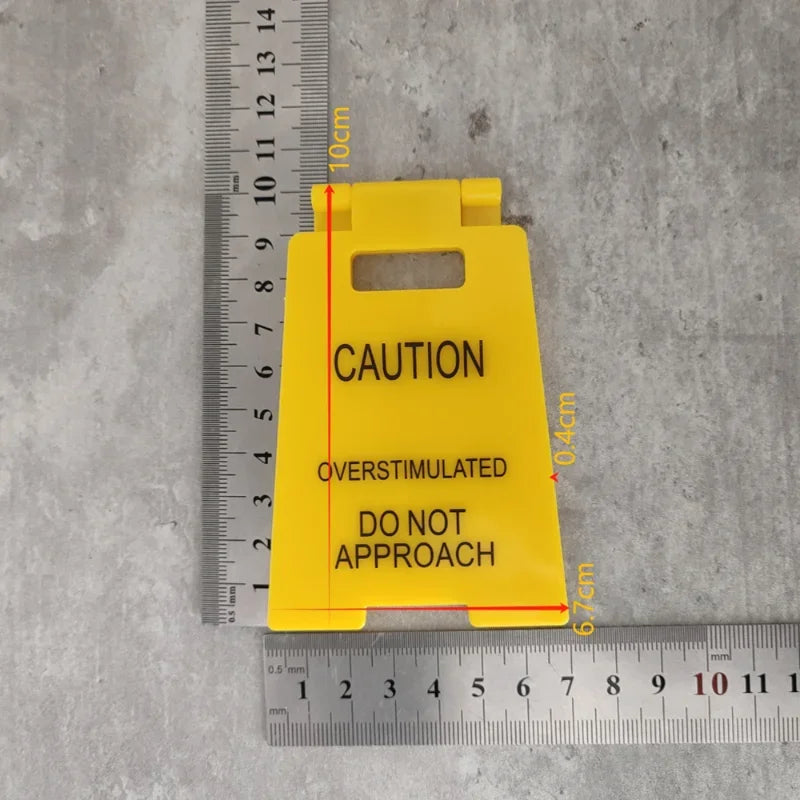 3D Printed Caution Overstimulated Desk Sign Do Not Approach Table Sign Office Desk Sign Mini Warning Caution Sign for Desk Decor