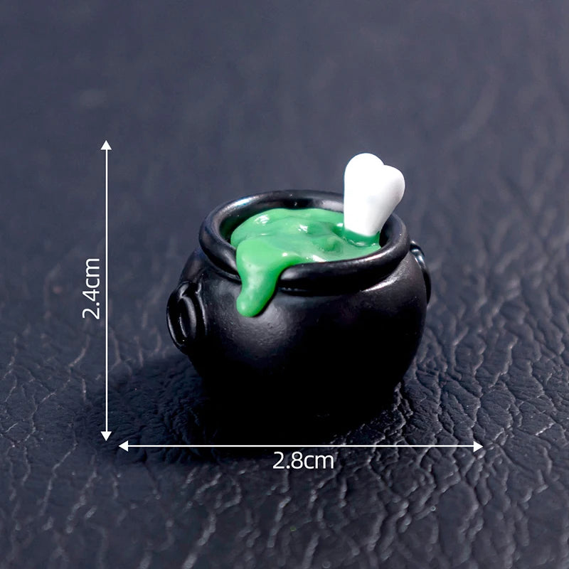 3D Horror Halloween Decoration Miniature Raven Tombstone Ghost Skeleton Skull Micro Resin Figurine Ornaments Hallowma Prop