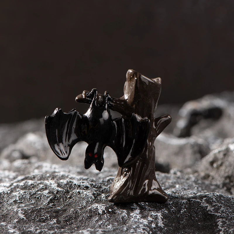 3D Horror Halloween Decoration Miniature Raven Tombstone Ghost Skeleton Skull Micro Resin Figurine Ornaments Hallowma Prop