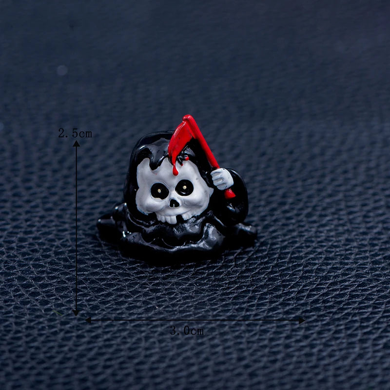 3D Horror Halloween Decoration Miniature Raven Tombstone Ghost Skeleton Skull Micro Resin Figurine Ornaments Hallowma Prop
