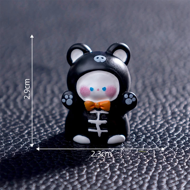 3D Horror Halloween Decoration Miniature Raven Tombstone Ghost Skeleton Skull Micro Resin Figurine Ornaments Hallowma Prop
