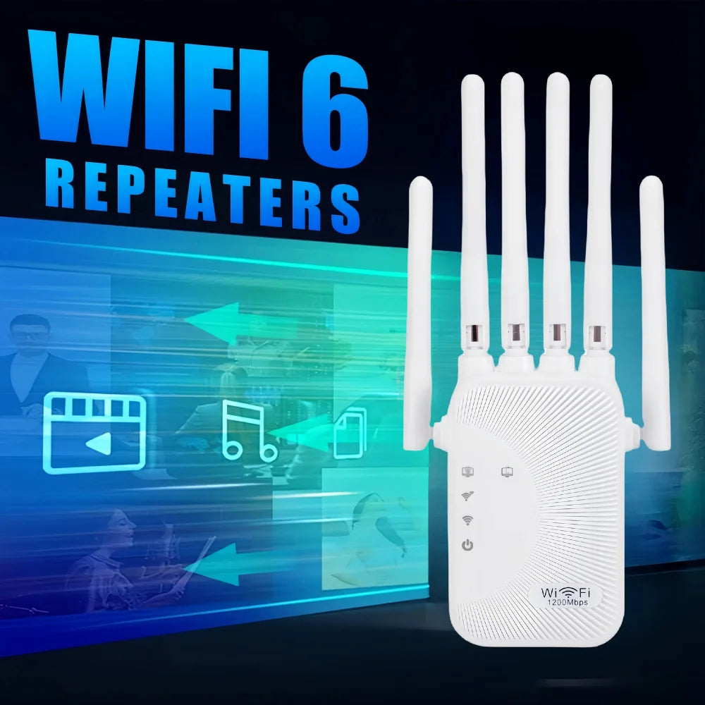 1200Mbps Dual Band WiFi Repeater Wireless Signal Extender 2.4G 5GHz Wi-Fi Amplifier Router Long Range Signal Booster For Home