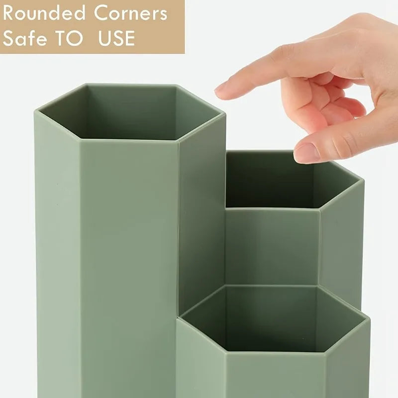 1pc Desk Dresser Organizer, Desk Pen Organizer, Pen Holder Pen Organizer, Pen Holder 4 Compartments, Clear Pencil Organizer Cup