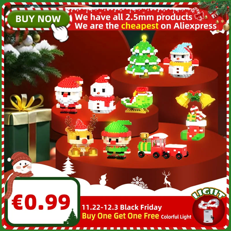 DIY Model Christmas Building Block Santa Claus Snowman Christmas Tree Building Block Toy Christmas Decoration Party Favours