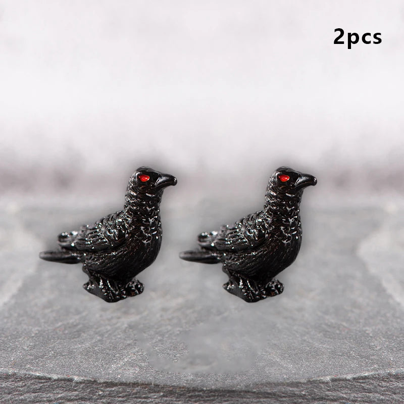 3D Horror Halloween Decoration Miniature Raven Tombstone Ghost Skeleton Skull Micro Resin Figurine Ornaments Hallowma Prop