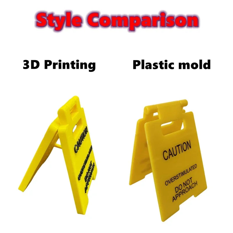 3D Printed Caution Overstimulated Desk Sign Do Not Approach Table Sign Office Desk Sign Mini Warning Caution Sign for Desk Decor
