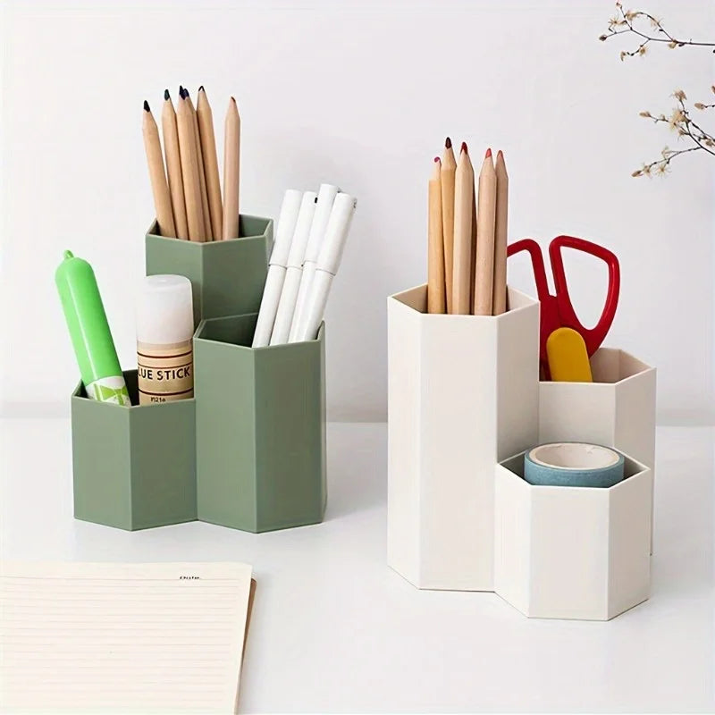 1pc Desk Dresser Organizer, Desk Pen Organizer, Pen Holder Pen Organizer, Pen Holder 4 Compartments, Clear Pencil Organizer Cup