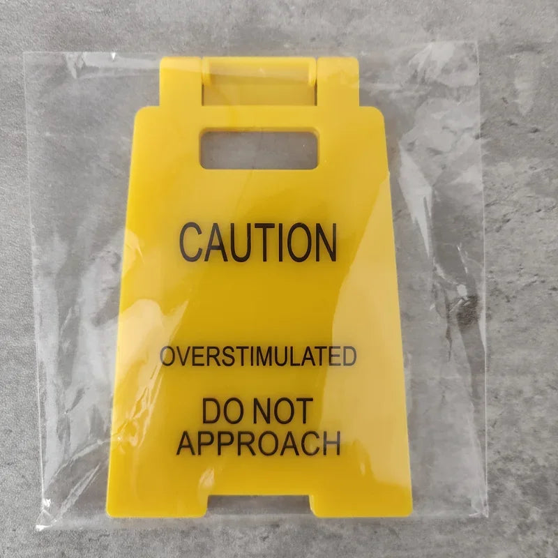 3D Printed Caution Overstimulated Desk Sign Do Not Approach Table Sign Office Desk Sign Mini Warning Caution Sign for Desk Decor