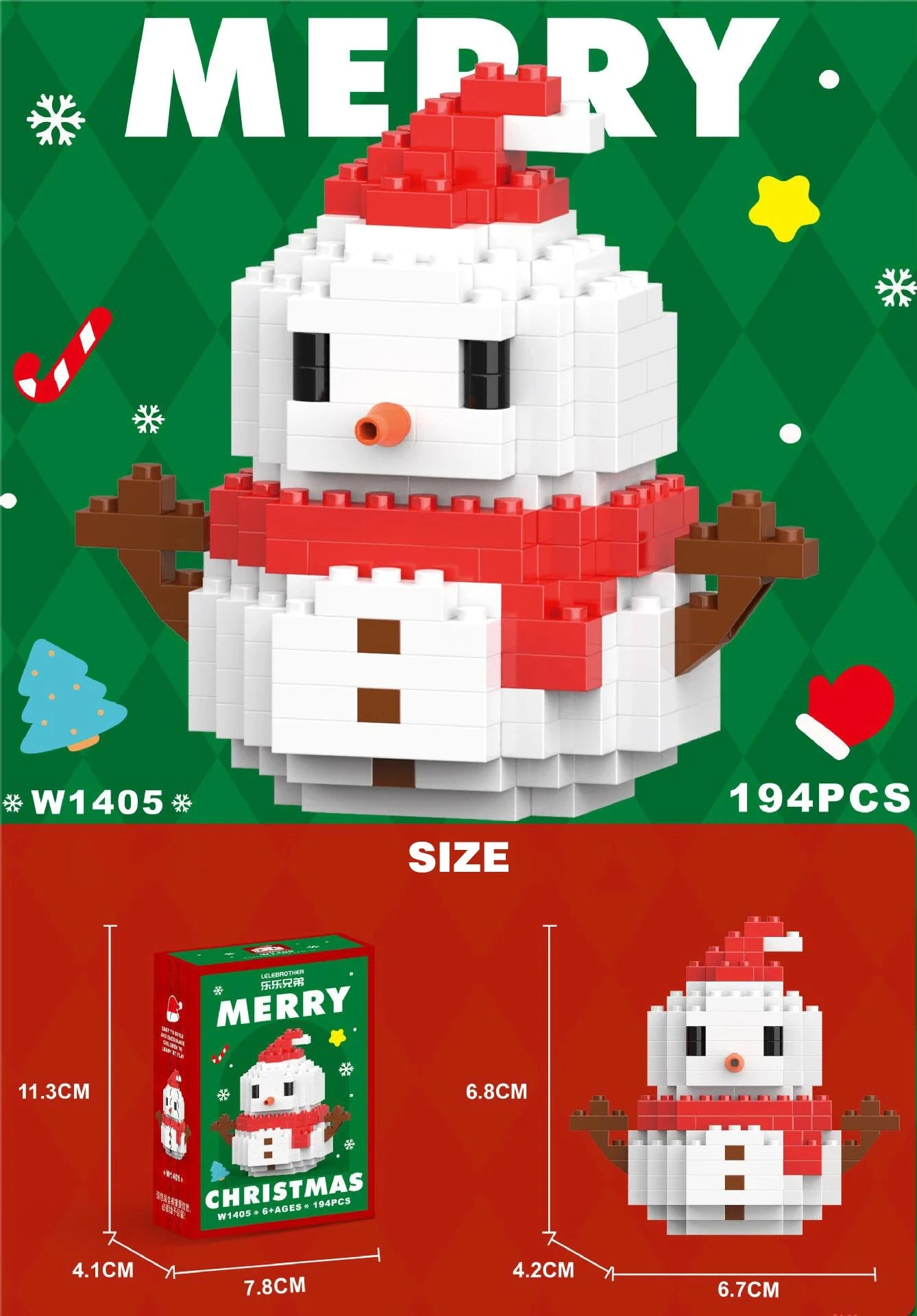 DIY Model Christmas Building Block Santa Claus Snowman Christmas Tree Building Block Toy Christmas Decoration Party Favours