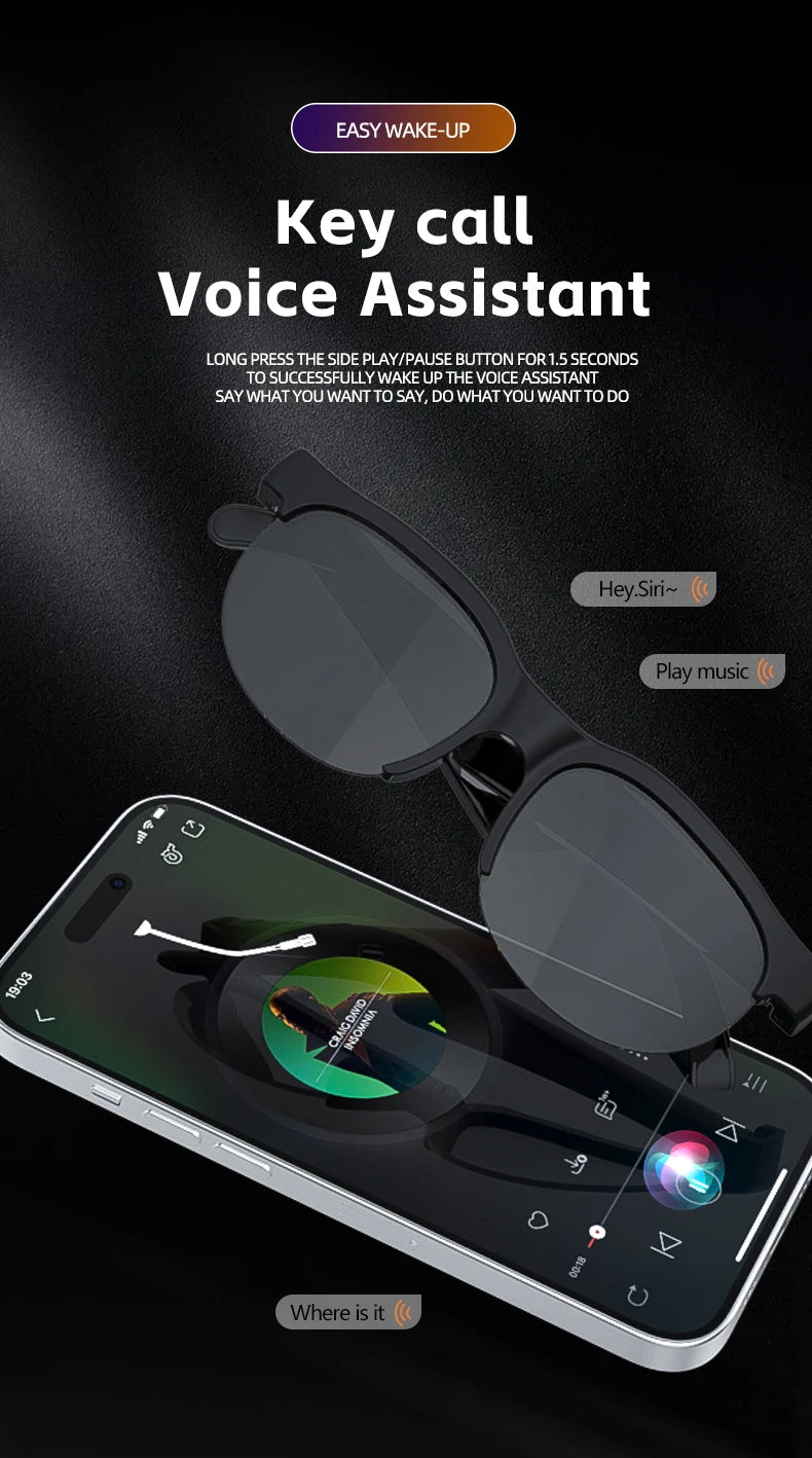 Ai Smart Translation Glasses Headphones 144 Languages Real Time Translator Bluetooth5.3 Sunglasses Music Sports Riding Earphones