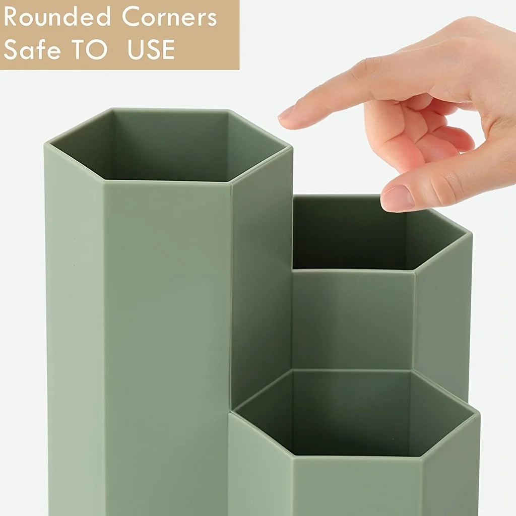 1pc Desk Dresser Organizer, Desk Pen Organizer, Pen Holder Pen Organizer, Pen Holder 4 Compartments, Clear Pencil Organizer Cup