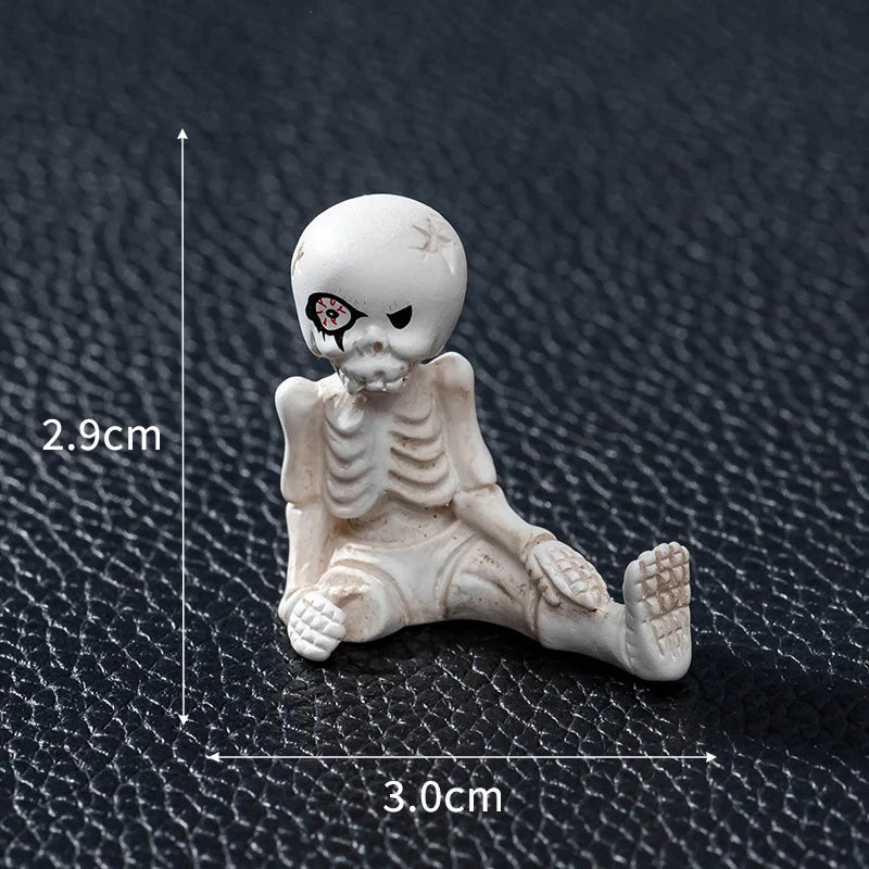 3D Horror Halloween Decoration Miniature Raven Tombstone Ghost Skeleton Skull Micro Resin Figurine Ornaments Hallowma Prop