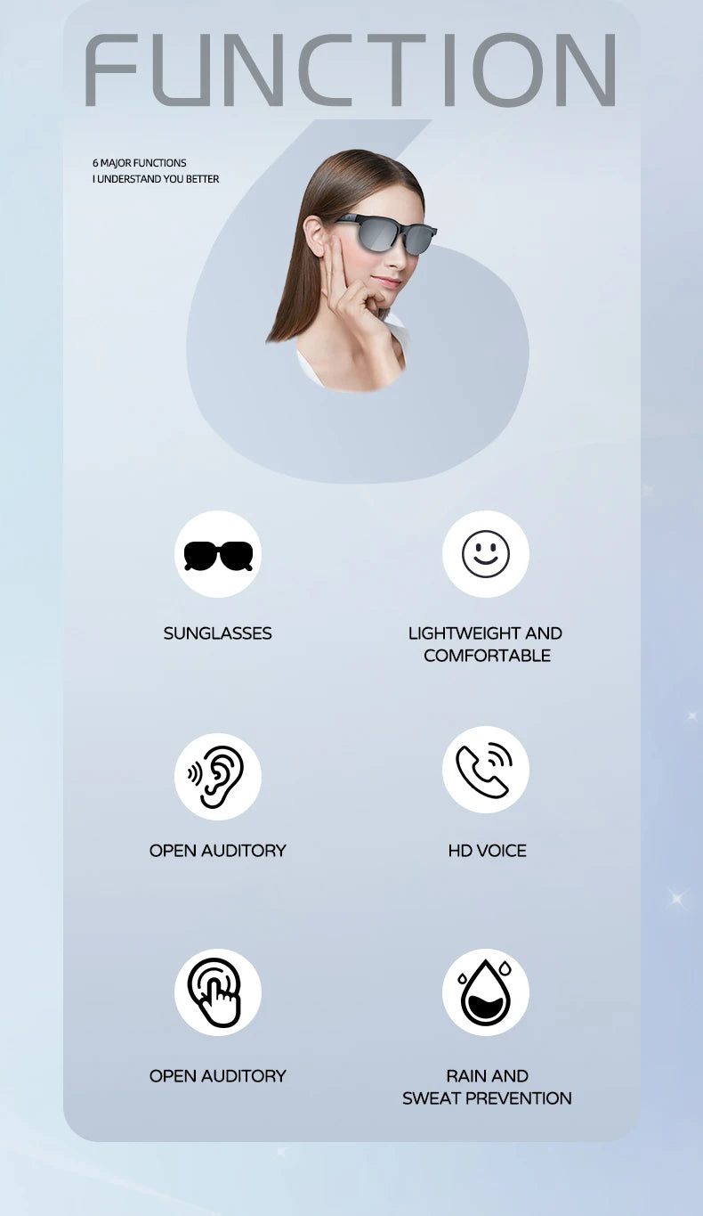 Ai Smart Translation Glasses Headphones 144 Languages Real Time Translator Bluetooth5.3 Sunglasses Music Sports Riding Earphones