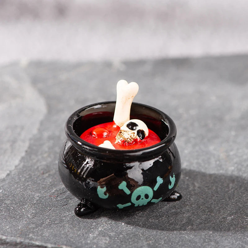 3D Horror Halloween Decoration Miniature Raven Tombstone Ghost Skeleton Skull Micro Resin Figurine Ornaments Hallowma Prop
