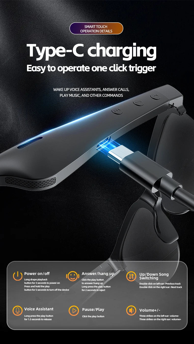 Ai Smart Translation Glasses Headphones 144 Languages Real Time Translator Bluetooth5.3 Sunglasses Music Sports Riding Earphones