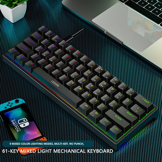 K620 Mini Gaming Mechanical Keyboard 61 Keys RGB Hotswap Type-C Wired Gaming Keyboard