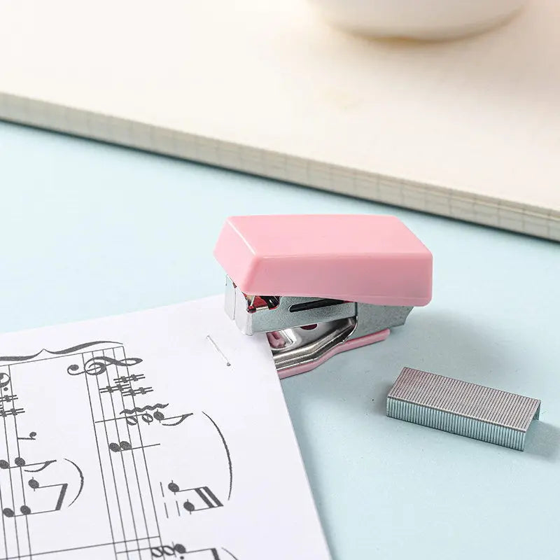 Mini Stapler with 500pcs 10 Staples Kawaii Candy Color Metal Stapler