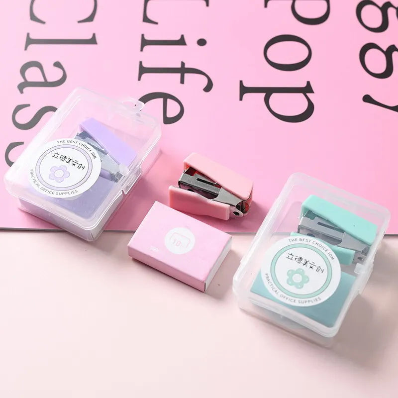 Mini Stapler with 500pcs 10 Staples Kawaii Candy Color Metal Stapler
