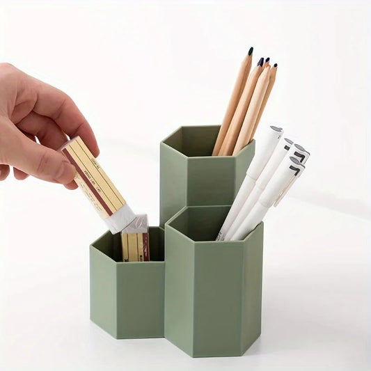 1pc Desk Dresser Organizer, Desk Pen Organizer, Pen Holder Pen Organizer, Pen Holder 4 Compartments, Clear Pencil Organizer Cup