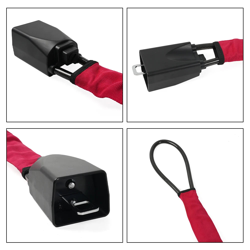 Universal Steering Wheel Lock With Seat Belt Socket 5mm Thick Braided Steel Rope With 3 Keys Anti-Theft Safety Lock STW049